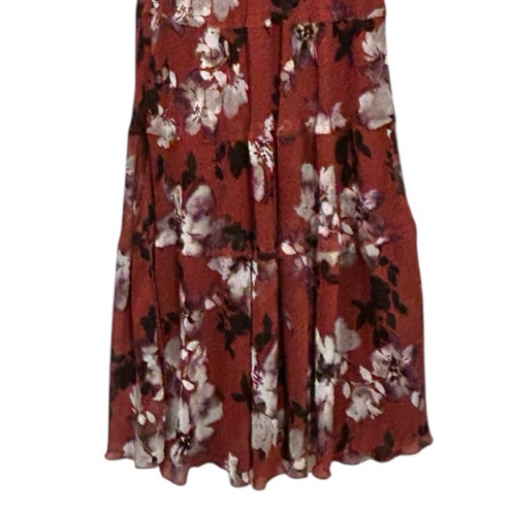Simply Vera Vera Wang Tiered Floral Midi Dress Sleeveless V Neck Red Small - Picture 4 of 11